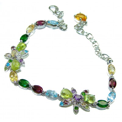 Spectacular 19.5 carat authentic Multistone .925 Sterling Silver handmade Bracelet