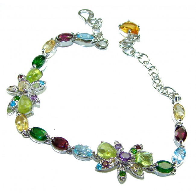 Spectacular 19.5 carat authentic Multistone .925 Sterling Silver handmade Bracelet