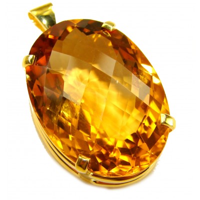 Luxury genuine 47.7CARAT oval cut Champagne Topaz .925 Sterling Silver dipped in 18K Gold handmade Pendant