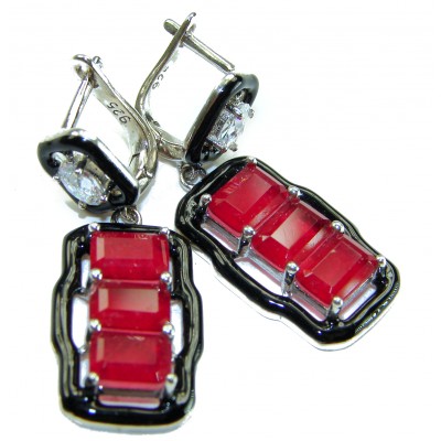 Royalty 5.2 carat Ruby .925 Sterling Silver .925 Sterling Silver Statement earrings