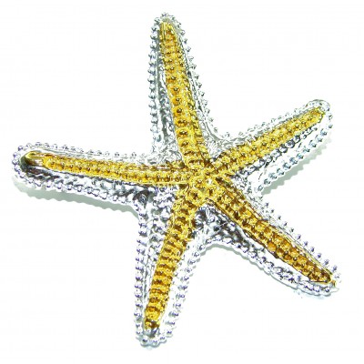Large Italy made Starfish 18K Gold over .925 Sterling Silver handmade Pendant - Brooch