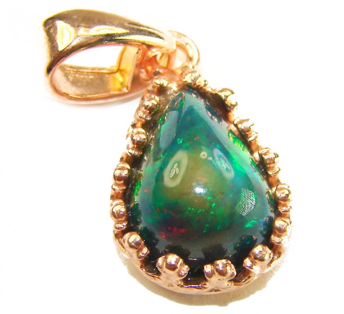 New GALAXY 5.8 CTW Authentic Black Opal 14K Gold over .925 Sterling Silver handmade Pendant