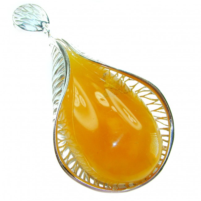 Sea Treasure Prehistoric Authentic Butterscotch Baltic Amber .925 Sterling Silver beautifully handcrafted Huge Pendant