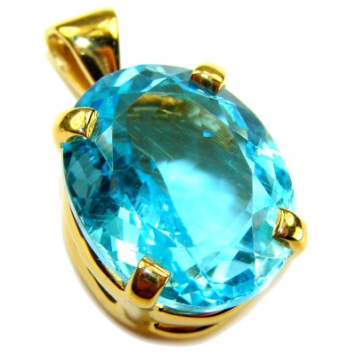 Atlantica 10.7 carat Swiss Blue Topaz 18K Gold over .925 Sterling Silver Handcrafted Pendant