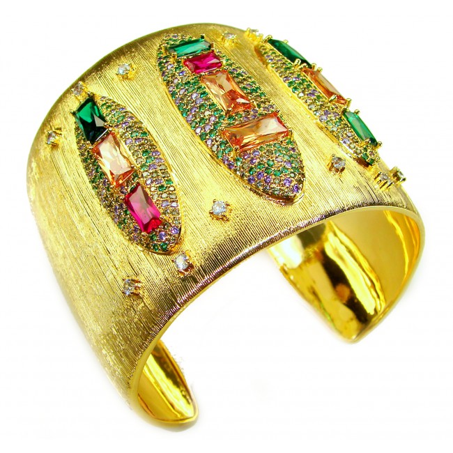 Byzantine design Authentic Topaz 18K Gold over .925 Sterling Silver handcrafted Bracelet / Cuff