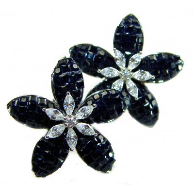 Incredible green Flowers genuine 10.5 CARAT Sapphire .925 Sterling Silver handcrafted Earrings