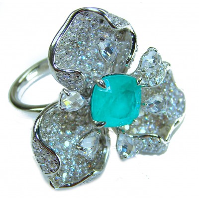 Exotic Beauty 5.5 carat Colombian Emerald .925 Sterling Silver dipped in 18K Gold over Handcrafted Ring size 6