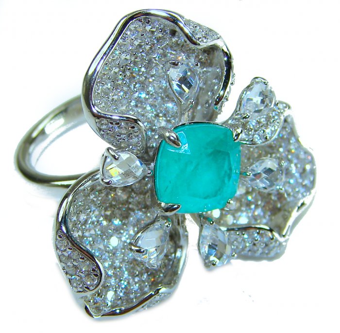 Exotic Beauty 5.5 carat Colombian Emerald .925 Sterling Silver dipped in 18K Gold over Handcrafted Ring size 6 - video