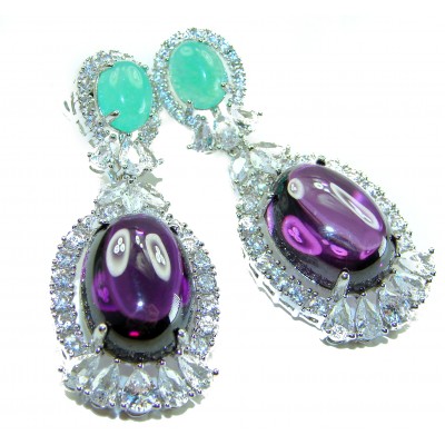 Elizabeth 21.5 carat Authentic Amethyst from Uruguay .925 Sterling Silver handcrafted Statement earrings