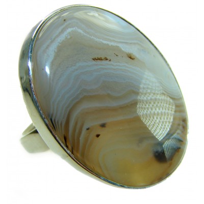 Simplicity Scentic Botswana Agate .925 Sterling Silver Ring s. 8 adjustable