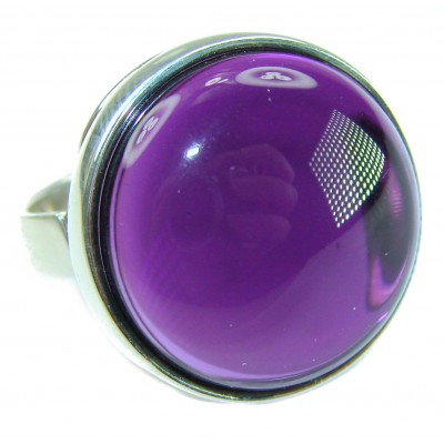 Purple Full Moon 25.2 carat Amethyst .925 Sterling Silver Handcrafted Large Ring size 7
