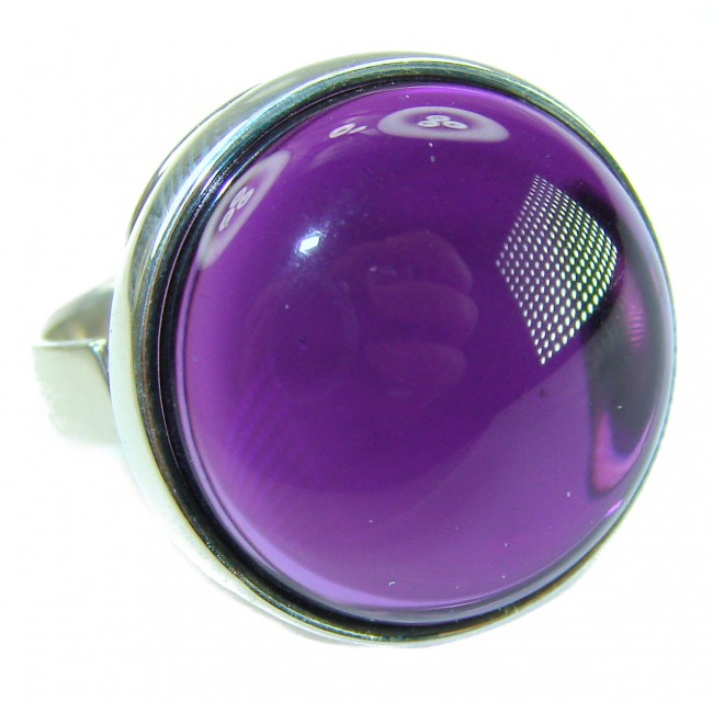 Purple Full Moon 25.2 carat Amethyst .925 Sterling Silver Handcrafted Large Ring size 7
