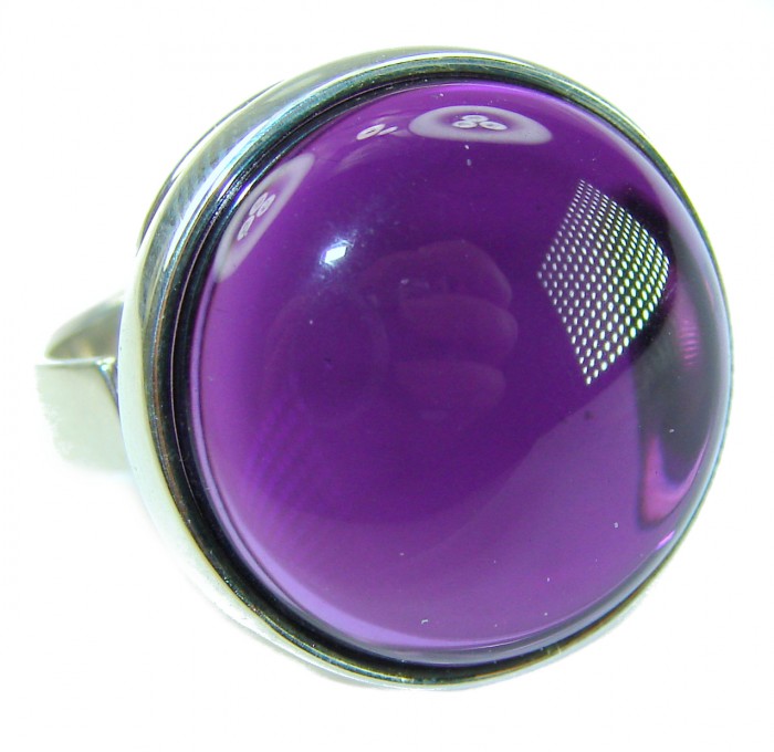 Purple Full Moon 25.2 carat Amethyst .925 Sterling Silver Handcrafted Large Ring size 7