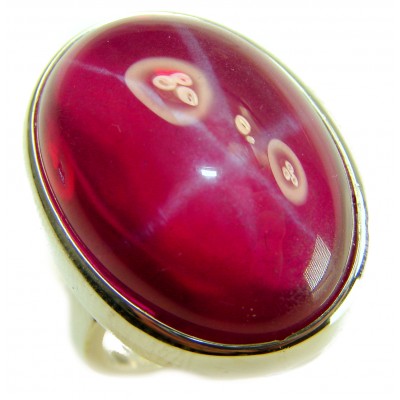 Bellezza Genuine 36.5 CARAT Star Ruby .925 Sterling Silver Large Statement Ring size 8