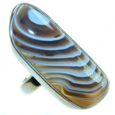 Sahara Dune Top Quality Botswana Agate .925 Sterling Silver handcrafted Ring s. 8 adjustable