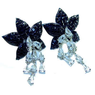 Magnificent Jewel 15.5 carat Sapphire .925 Sterling Silver handcrafted incredible earrings