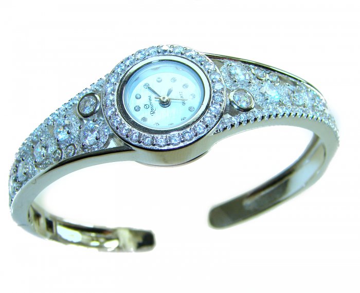 Precious Time Authentic 33.2 carat White Topaz .925 Sterling Silver handmade Bracelet Watch - video