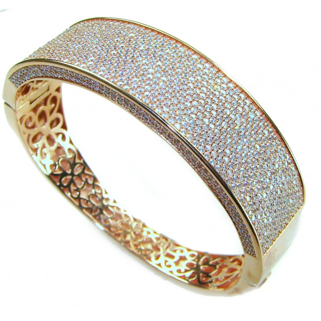 Tiffany Genuine 36.5 carat White Topaz Rose Gold over .925 Sterling Silver handcrafted Statement bracelet