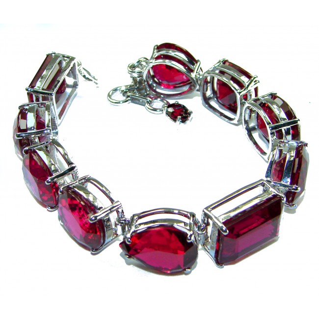 Bella Rosa - Magnificent 145.3 carat authentic Ruby .925 Sterling Silver handcrafted Bracelet