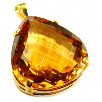 Luxury genuine 41.5 CARAT pear cut Champagne Topaz .925 Sterling Silver dipped in 18K Gold handmade Pendant