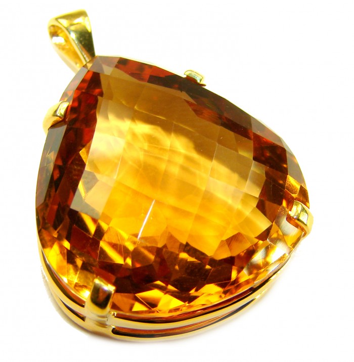 Luxury genuine 41.5 CARAT pear cut Champagne Topaz .925 Sterling Silver dipped in 18K Gold handmade Pendant
