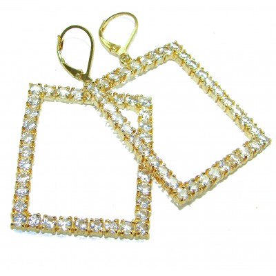 Large Extravaganza White Topaz 18K Gold over .925 Sterling Silver handcrafted Earrings