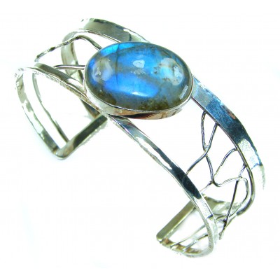 Beautiful Modern Shimmering 20.5 carat Labradorite .925 Sterling Silver Bracelet / Cuff