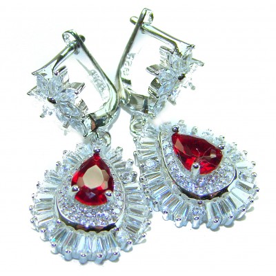 Magnificent Jewel 4.5 carat Ruby .925 Sterling Silver handcrafted incredible earrings