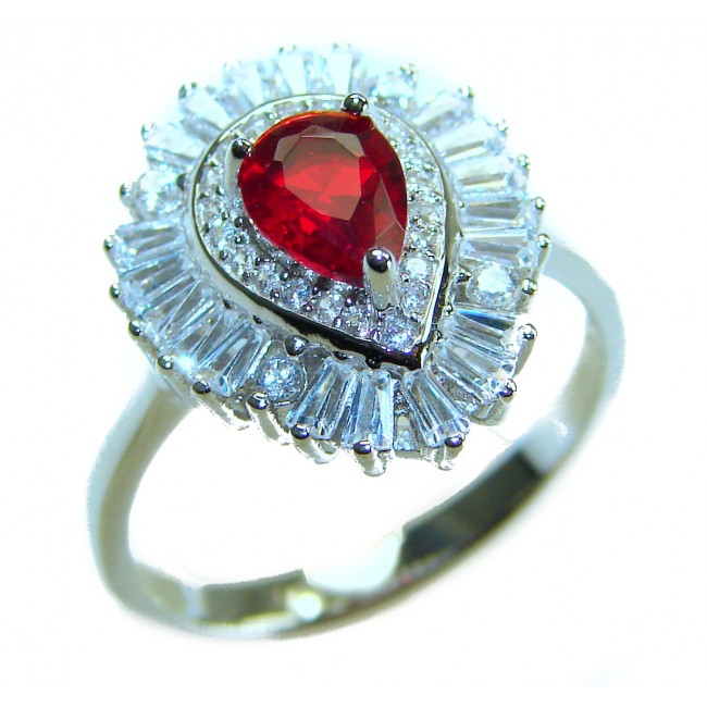 Real Beauty Natural 3.9 carat Ruby .925 Sterling Silver handmade Statement Ring size 8