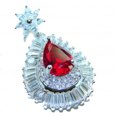 Heirloom Genuine 4.5 carat Ruby .925 Sterling Silver handmade Pendant