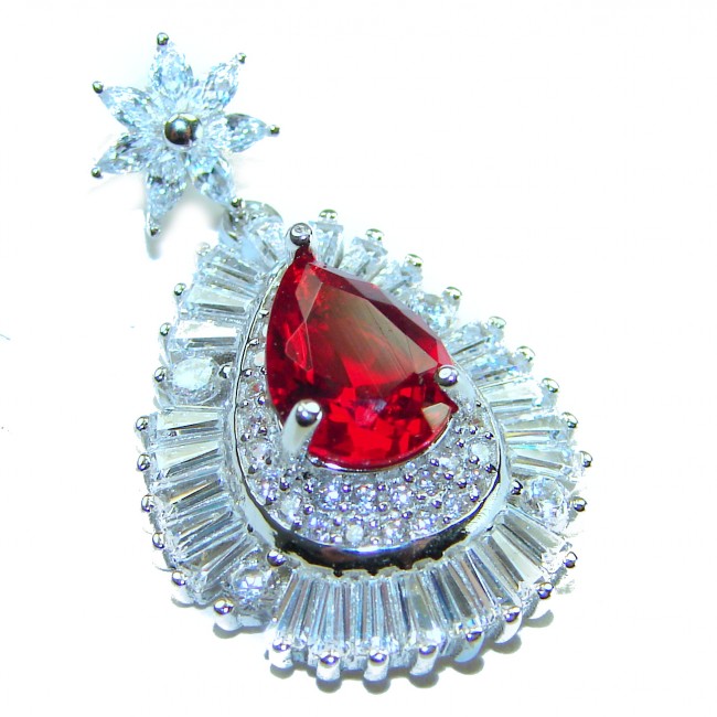 Heirloom Genuine 4.5 carat Ruby .925 Sterling Silver handmade Pendant