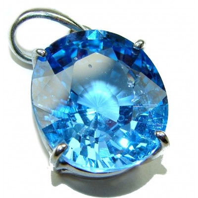 Pacifica fancy oval cut 16.5 carat London Blue Topaz .925 Sterling Silver handmade Pendant