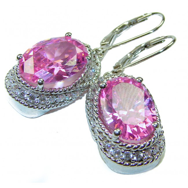 Exceptional- 18.7 carat Pink Topaz .925 Sterling Silver Handcrafted Statement earrings