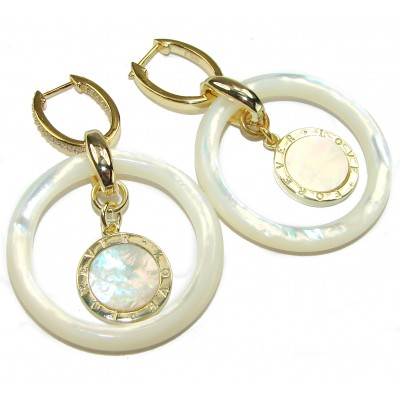 Spectacular Genuine Blister Pearl 18K Gold over .925 Sterling Silver handcrafted Large Statement Earrings