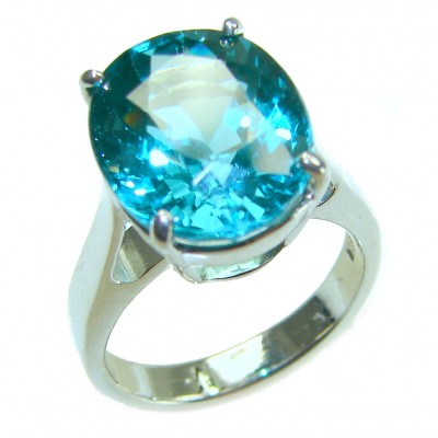Wonderland 10.1 carat Paraiba Tourmaline .925 Sterling Silver Handcrafted Ring size 6 3/4