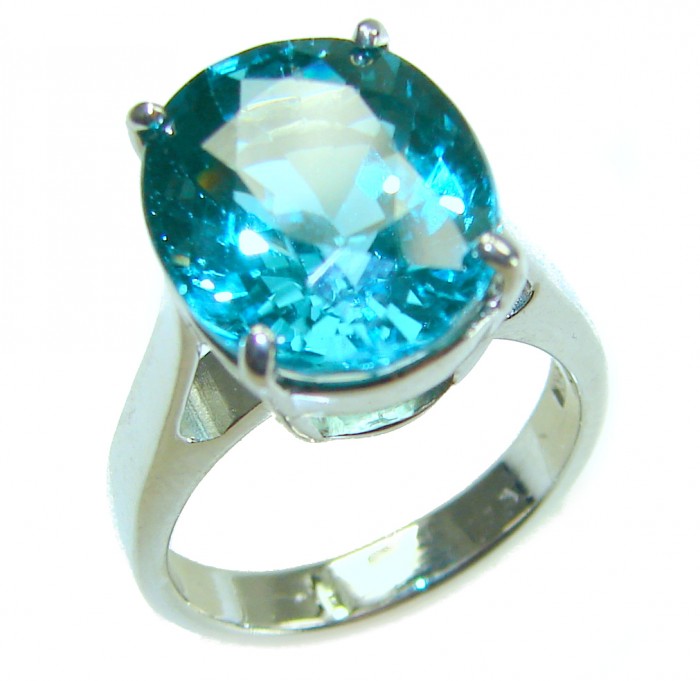 Wonderland 10.1 carat Paraiba Tourmaline .925 Sterling Silver Handcrafted Ring size 6 3/4