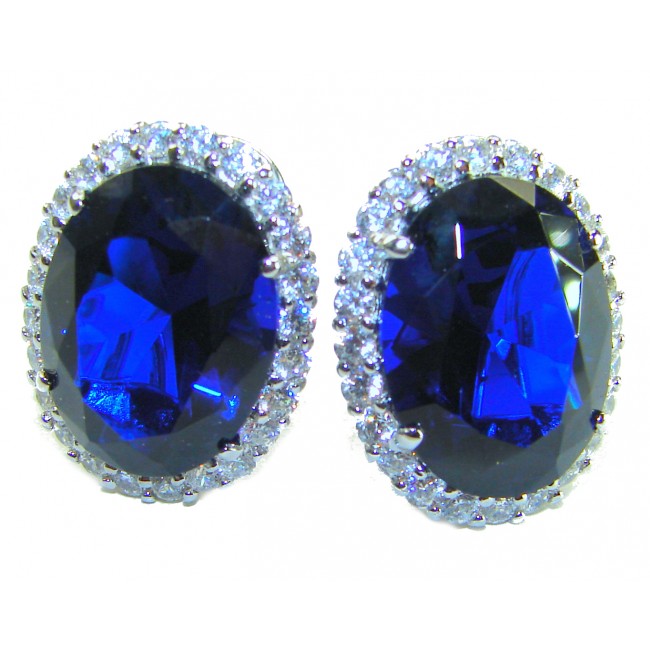 Giovanna - Authentic oval cut 25.9 carat Tanzanite .925 Sterling Silver handcrafted earrings