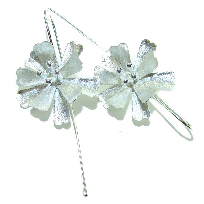 Silver Flowers Italy made .925 Sterling Silver Earrings