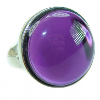 Purple Full Moon 25.2 carat Amethyst .925 Sterling Silver Handcrafted Large Ring size 7 adjustable