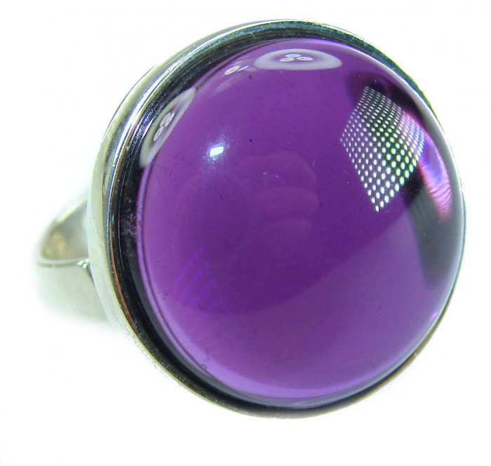 Purple Full Moon 25.2 carat Amethyst .925 Sterling Silver Handcrafted Large Ring size 7 adjustable