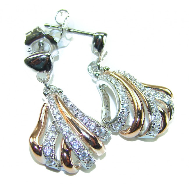 Extravaganza White Topaz 18K Gold over .925 Sterling Silver handcrafted Earrings