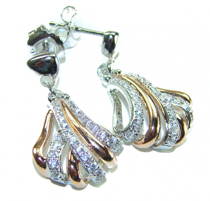Extravaganza White Topaz 18K Gold over .925 Sterling Silver handcrafted Earrings