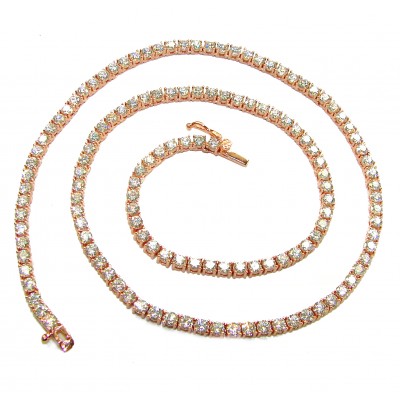 Very special - LUXURIUS 14.2 carat White Topaz .925 Sterling Silver dipped in 22K Rose Gold handcrafted Necklace