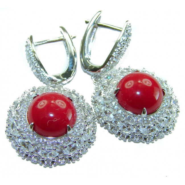 Elizabeth Natural Fossilized Coral .925 Sterling Silver handcrafted earrings