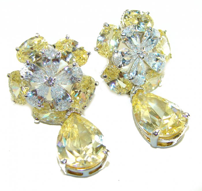 Luxurious 10.5 carat Golden - yellow Montana Sapphire .925 Sterling Silver handcrafted earrings - video