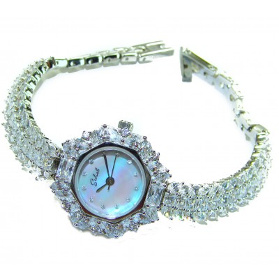 Precious 95.8 carat natural White Topaz .925 Sterling Silver handmade Bracelet - Watch