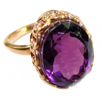 Purple Odyssey 9.5 carat natural Purple Amethyst 18K Gold over .925 Sterling Silver Handcrafted Ring size 8 3/4