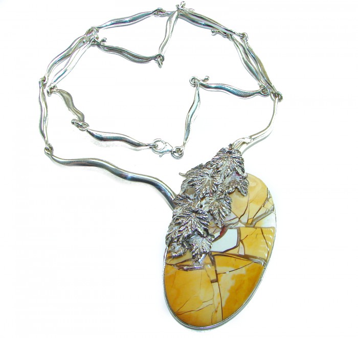 Huge Aura Of Beauty Australian Brecciated Mookaite Jasper .925 Sterling Silver handcrafted necklace