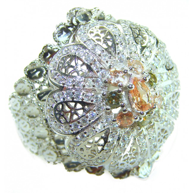 Casablanca Italy made 1.8 carat yellow Sapphire .925 Sterling Silver brilliantly handcrafted ring s. 8