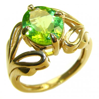 Wise Bliss Authentic 4.8 CARAT Peridot 18k Gold over .925 Sterling Silver handmade Ring s. 6 1/4